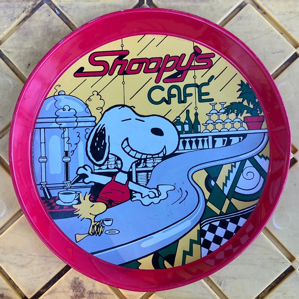 Snoopy's Café Melamine Serving Tray - Red Rim
